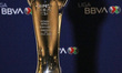 The Liga MX Cup is being seen during a press conference at the Media Day prior to the fina...