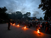 A fire show is being held on Maiakovskyi Square to raise funds for the purchase of FPV drones for the 3rd Separate Assault Brigade of the Ar...