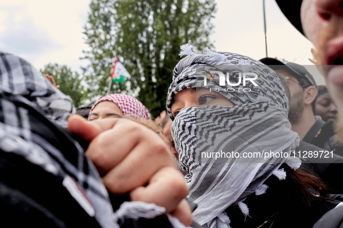 Pro-Palestinian Demonstration In Front Of TF1 TV Station In Paris