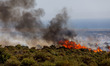 Flames are being seen in the area, Limassol, Cyprus, on May 31, 2024. Some buildings are b...