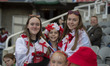 Fans are gathering prior to kick-off during the UEFA Women's European Championship Qualifi...