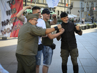 A protest against the war in Ukraine is seen in Warsaw, Poland on 31 May, 2024. Organizer Wojciech Olszanski, a former actor and far-right a...