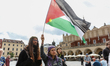 Palestinians and their supporters hold a protest in support of Palestine and against Israe...