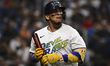 Isaac Paredes, third baseman for the Tampa Bay Rays, is looking against the Baltimore Orio...
