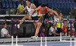 Enrique Llopis is winning the silver medal in the 110m hurdles for men during the European...