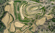 An aerial photo is showing the landscape of Loess Plateau terraces after the wheat harvest...