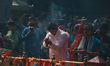Hindu devotees are performing religious rituals during a religious festival at Kheer Bhawa...