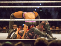 A athletic position during the wrestling match of WWElive in Turin (