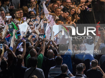 Sheamus with his fans in a moment of the show during the WWE Live in Turin. (