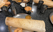 Masala dosa and vada are being served at a vegetarian restaurant in Thiruvananthapuram (Tr...