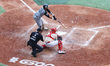 Dawel Lugo #52 of Olmecas de Tabasco is at bat during the match between Olmecas de Tabasco...