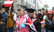 Demonstrators are partaking in the Equality March organized by KyivPride NGO for the first...