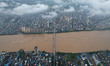 Floodwaters are passing through the Rongan county section of the Rongjiang River in the up...
