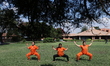 Nepalese people are practicing Yoga at an open ground in Bhaktapur, Nepal, on June 21, 202...