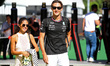 George Russell, from Mercedes-AMG PETRONAS Formula One Team, and his girlfriend, Carmen Mo...