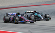 Pierre Gasly, from BWT Alpine F1 Team, is driving an Alpine A524, and Lewis Hamilton is dr...