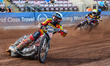 Leicester Lions' Luke Becker in white is leading Leicester Lions' guest rider Luke Killeen...