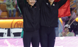 (L-R) Silver medalists Atenas Gutierrez and Susana Torres of Team Mexico are posing for ph...