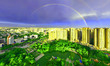 A beautiful rainbow is appearing after a rain over Korla, Xinjiang Uygur Autonomous Region...