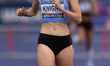 Jessie Knight is competing in the 400m hurdles during the Microplus UK Athletics Champions...