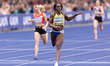 Victoria Ohuruogu is competing in the 400m during the Microplus UK Athletics Championships...