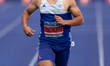 Louie Hinchliffe is winning his 100m semi-final, beating Eugene Amo-Dadzie during the Micr...