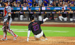 Mark Vientos #27 of the New York Mets is rounding 3B to score during the sixth inning of t...