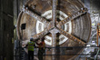 Workers are working at the tunnel construction site for the Jakarta Mass Rapid Transit (MR...