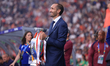 Georgio Chiellini is holding the trophy before the UEFA European Championship Final betwee...