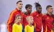 Fabian Ruiz (Spain) is standing with Lamine Yamal (Spain), Nico Williams (Spain), and Dani...