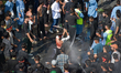 A Kashmiri Shia Muslim is flagellating himself during a procession on the 8th of Muharram...