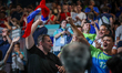 Fans of Team Slovenia are cheering during the Men's Preliminary Round Group A match betwee...