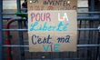 A placard reading "For Liberty, it's my life" on the 5th night of the "Nuit Debout" moveme...