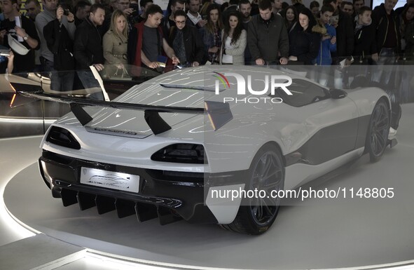 A view of Rimac Concept S at Zagreb Auto Show, in Zagreb, Croatia, on April 9, 2016. 