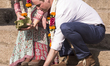 The Duke and Duchess of Cambridge are given a traditional welcome at Banganga Water Tank a...
