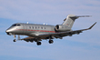 A Bombardier Challenger 350 from VistaJet lands at Barcelona airport in Barcelona, Spain,...
