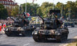 Flakpanzer Gepard military vehicles attend a military parade on Polish Armed Forces Day in...