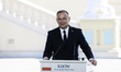 Polish President Andrzej Duda speaks during a joint press conference with Ukrainian Presid...