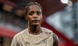 Evelyn Ijeh warms up before the women's Joan Gamper Trophy between FC Barcelona and AC Mil...