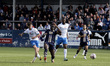 Barrow's Kian Spence scores their third goal during the Sky Bet League 2 match between Bar...