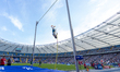Armand Duplantis of Sweden beats the new world record in the men's pole vault at the Diamo...