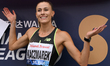 CHORZOW, POLAND - AUGUST 25:Happy Natalia Kaczmarek of Poland seen at the finish line of...