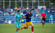 Diego Alende of FC Andorra and Juan Piera of FC Barcelona Atletic are in action during the...