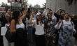 Law students from different universities join a demonstration outside the Sala de Armas in...