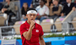 Tokito Oda of Japan competes in the Wheelchair Tennis Men's Singles Gold Medal Match again...
