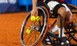 Tokito Oda of Japan competes during the Wheelchair Tennis Men's Singles Gold Medal Match b...