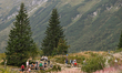ZAKOPANE, POLAND - SEPTEMBER 7:Visitors take a break at Kondratowa Valley along a scenic...