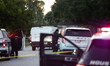 Police cars are near Bauer Pocket Park in Houston, Texas, on September 12, 2024, following...