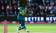 Aaron Hardie of Australia hits it over the boundary for 6 during the Second Vitality T20 I...