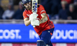 Phil Salt of England is in action during the Second Vitality T20 International match betwe...